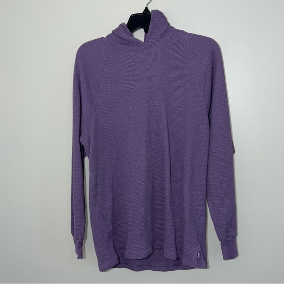 Aritizia TNA Purple Thermal Waffle knit Hoodie Sweatshirt Sweater Size Small - Picture 2 of 7